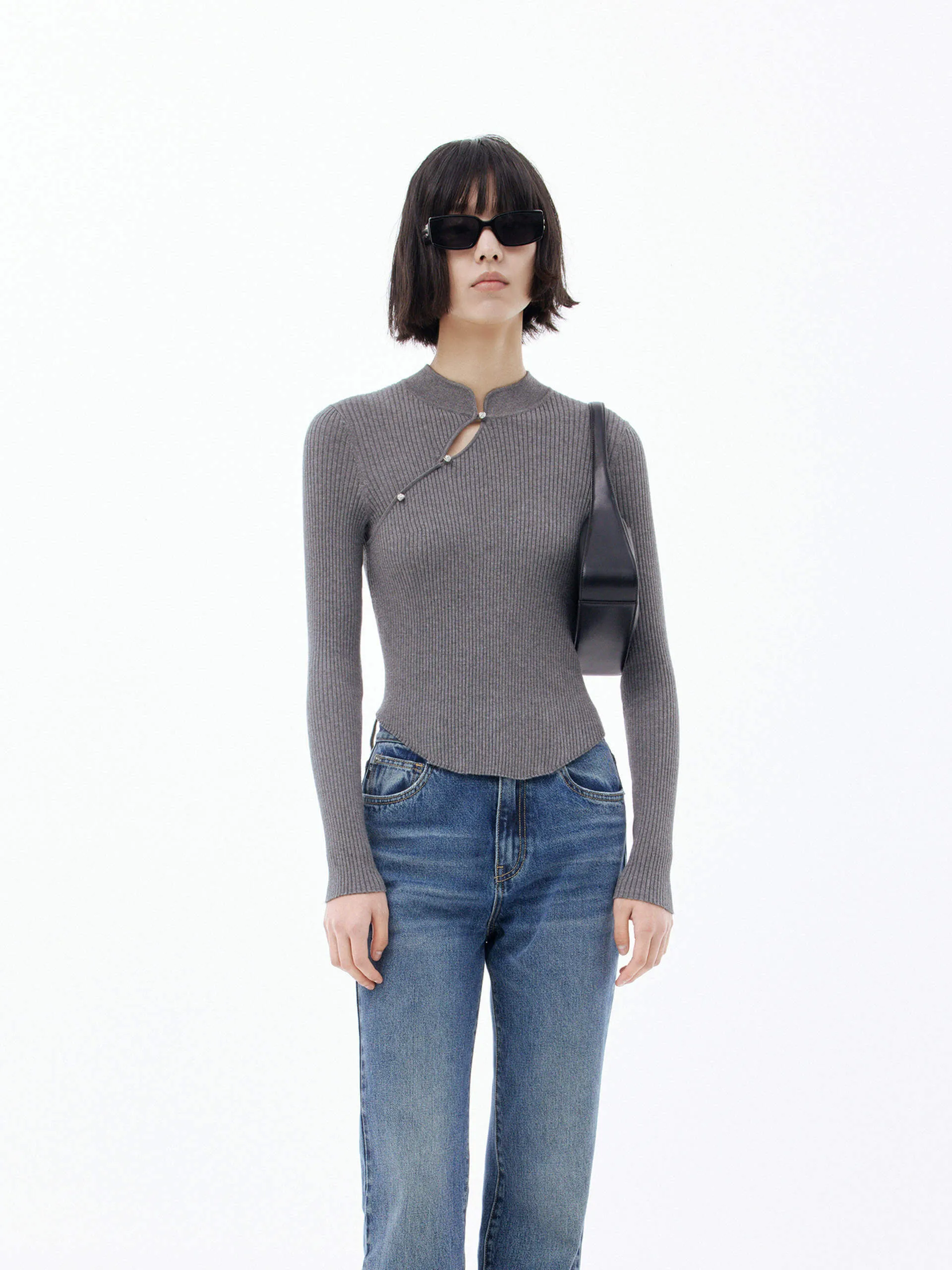 Cropped Ribbed Knit Top