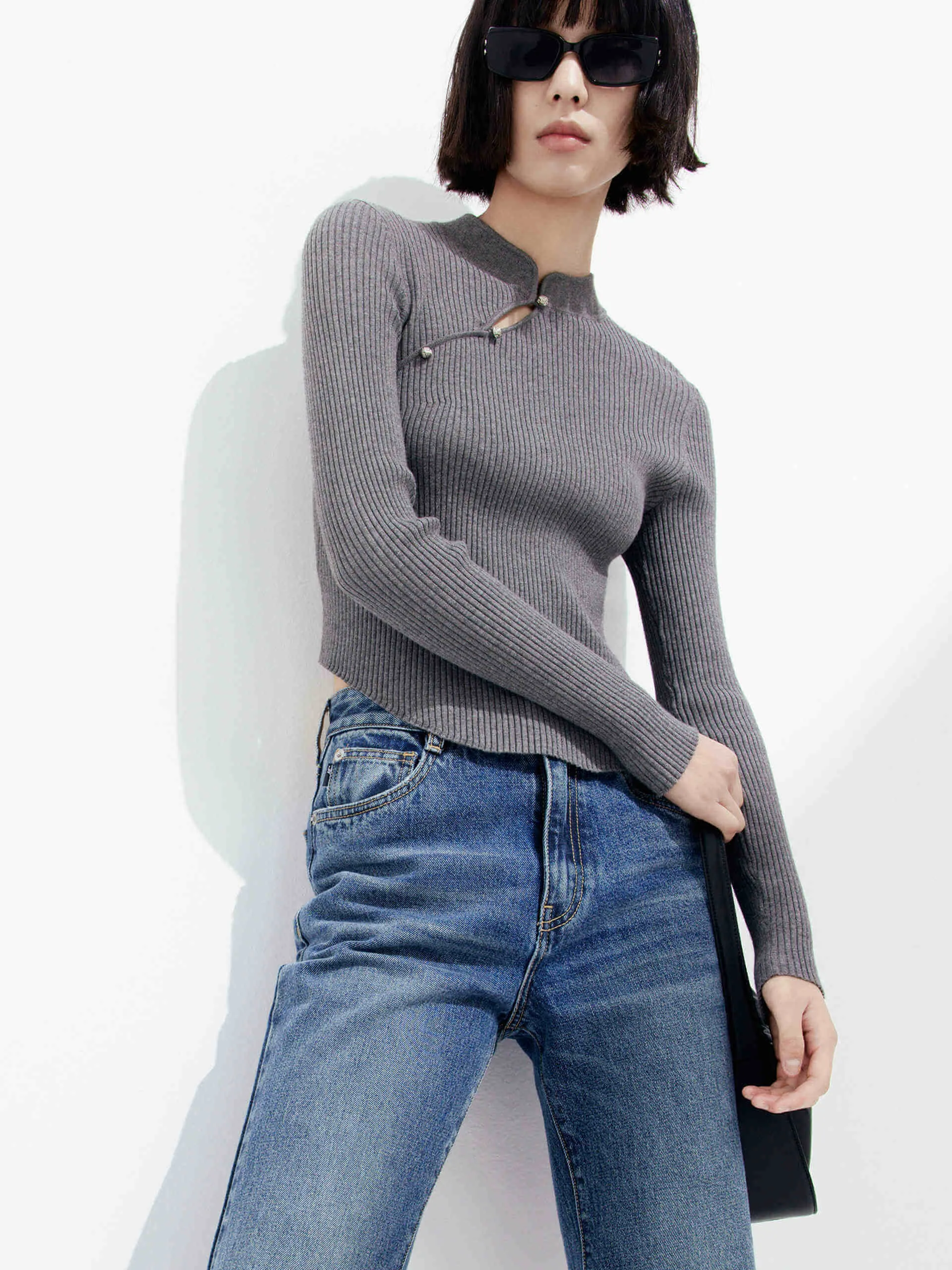 Cropped Ribbed Knit Top