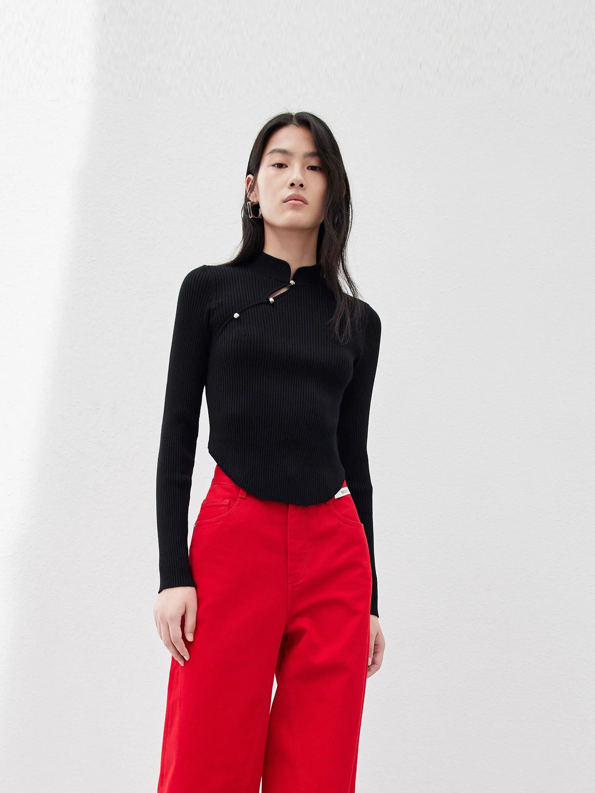 Cropped Ribbed Knit Top