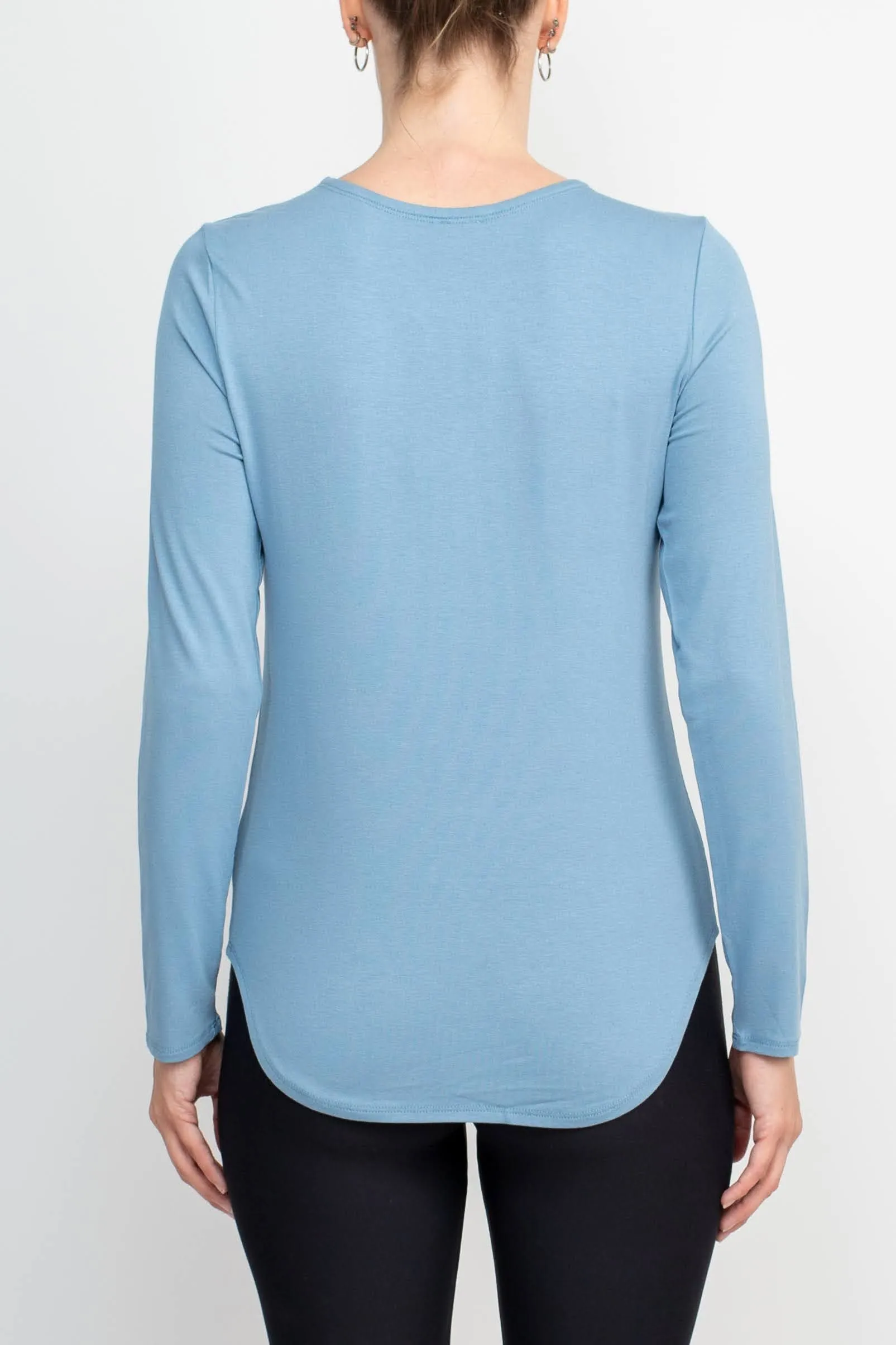 Cupio Crew Neck Long Sleeve Solid Knit Top by Curated Brands