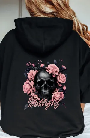 Dark Pink Skull Pullover Hoodie