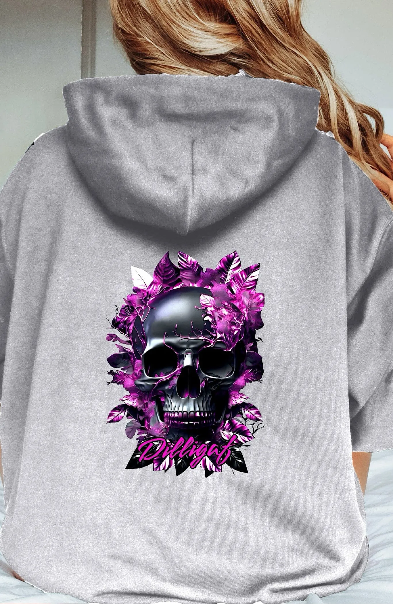 Dark Purple Skull Pullover Hoodie