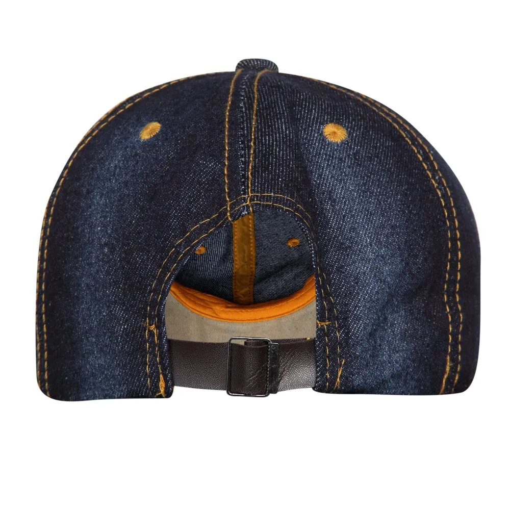 Denim Flare Dark Blue Studded Cap for Women and Girls, Adjustable strap