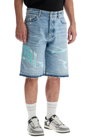 denim logo varsity bermuda shorts