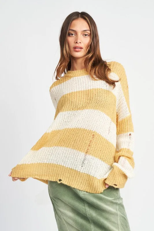 DISTRESSED KNIT Sweater Top