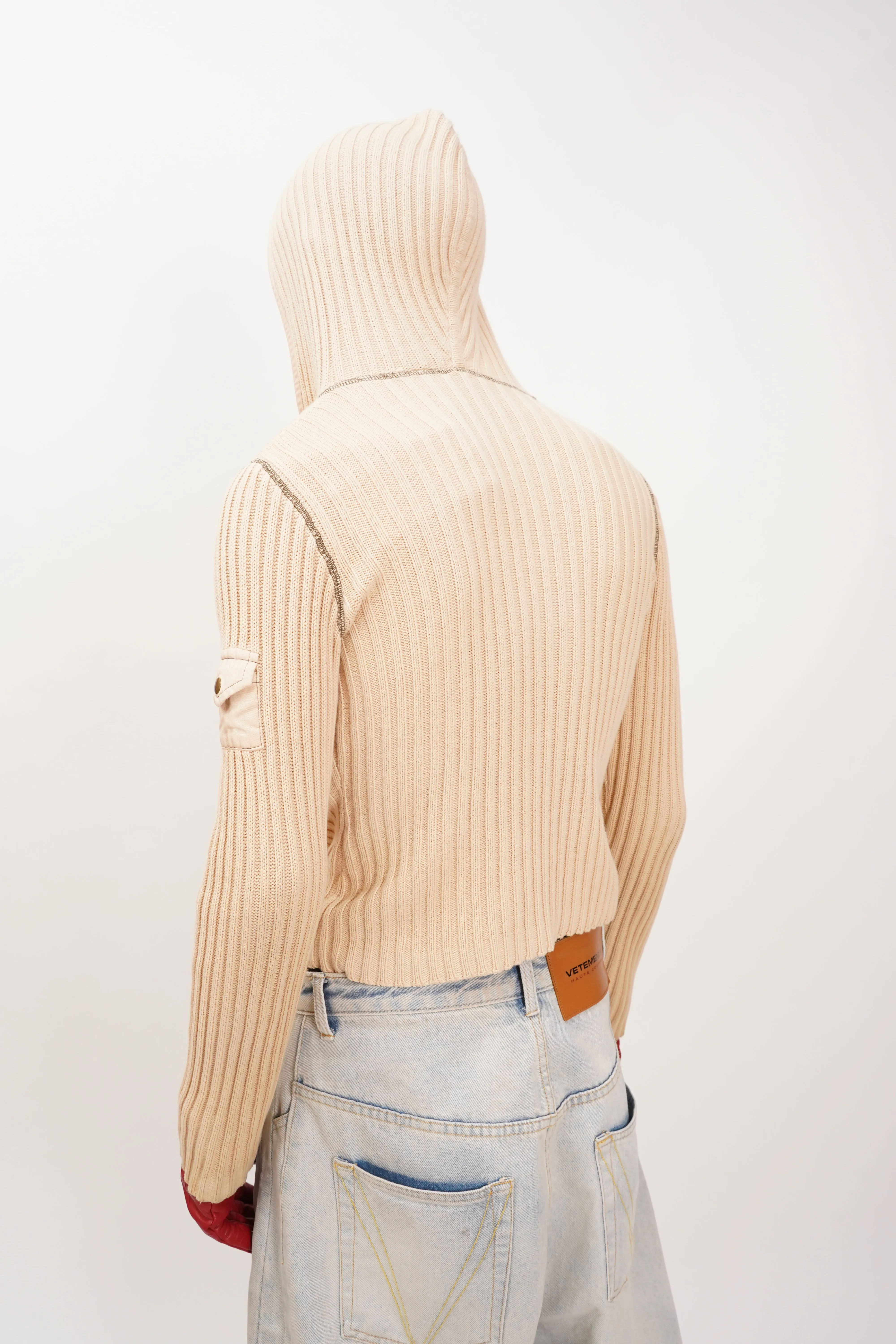 “DKNY JEANS” -Rib Knit Zip Parka-