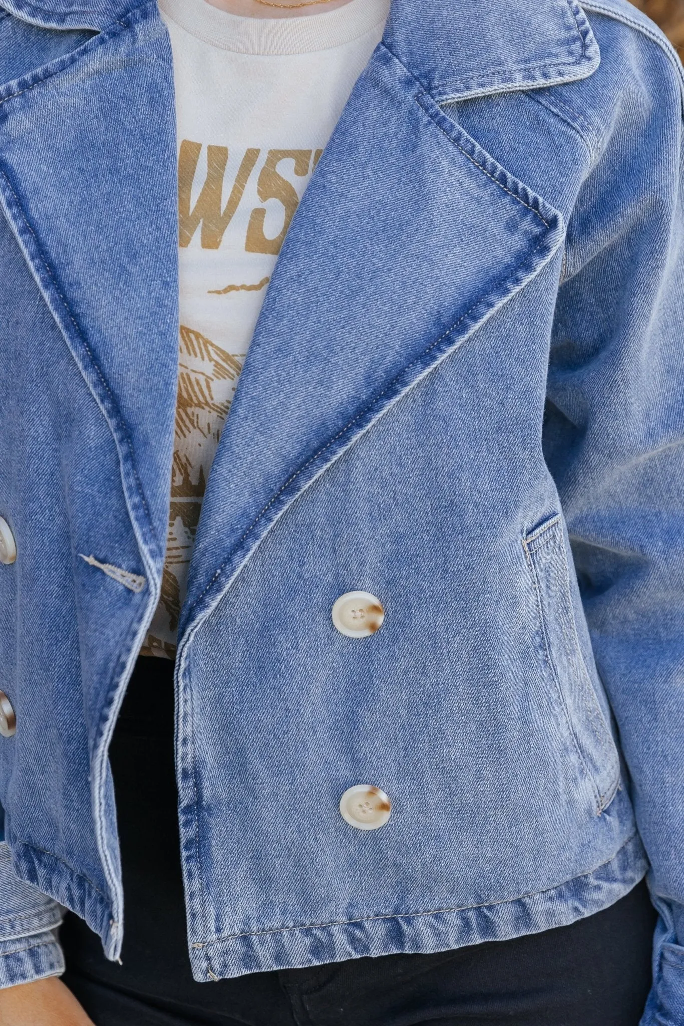 Double Breasted Denim Jacket