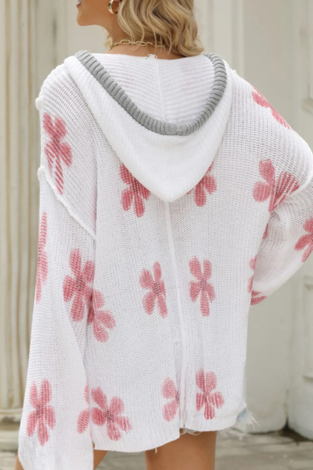 Drawstring Flower Knit Top