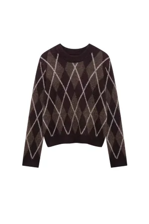 'Eduardo' Diamond Pattern Knitted Sweater