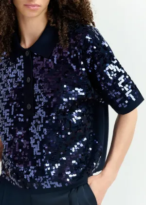 Esglitz Navy Sequin Polo