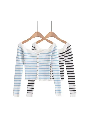 'Everly' Striped Boat Neck Knit Top