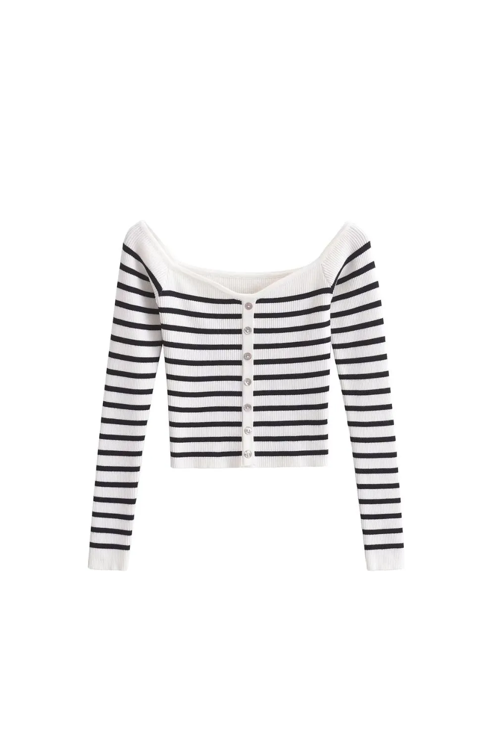 'Everly' Striped Boat Neck Knit Top