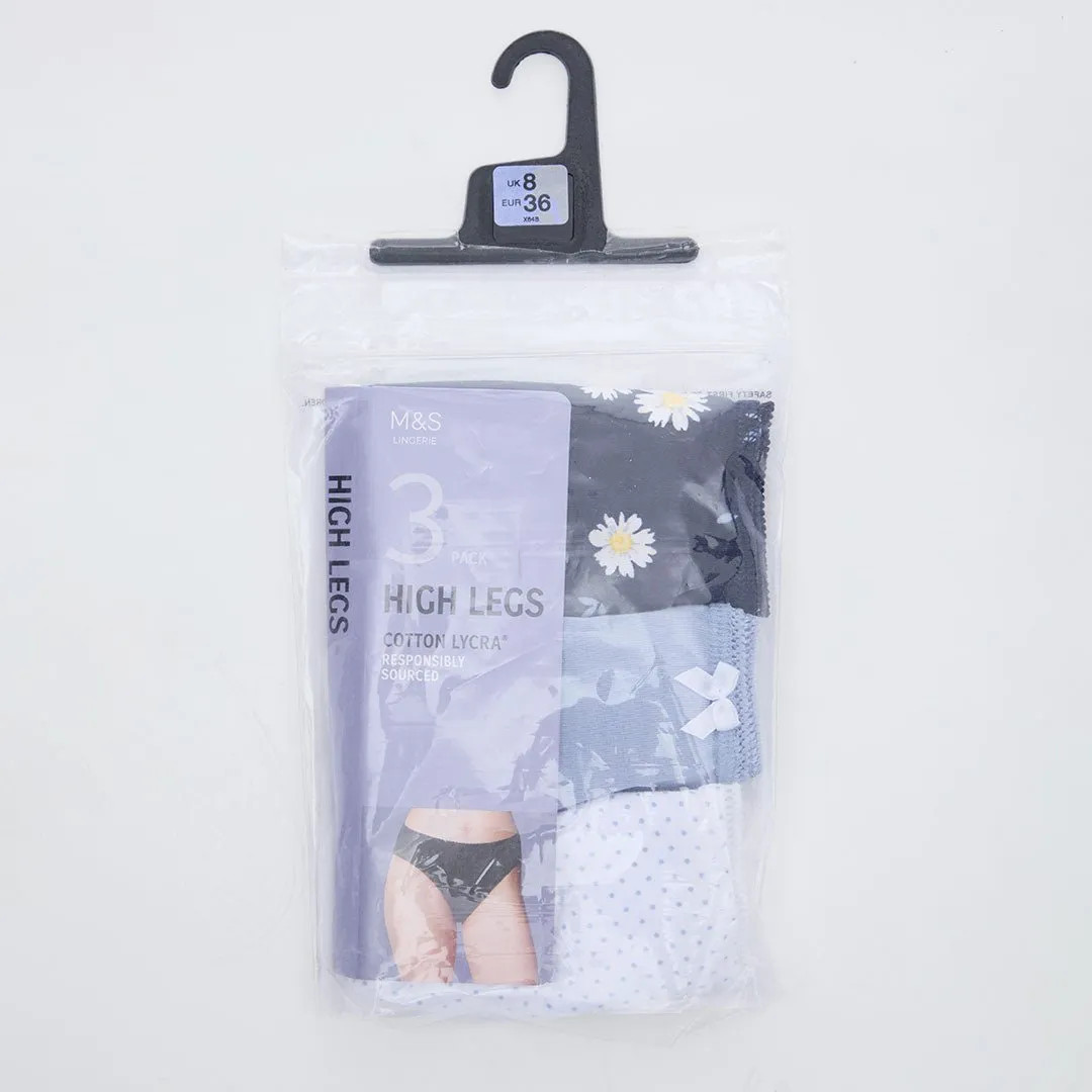 Ex Store 3Pk High Leg Briefs