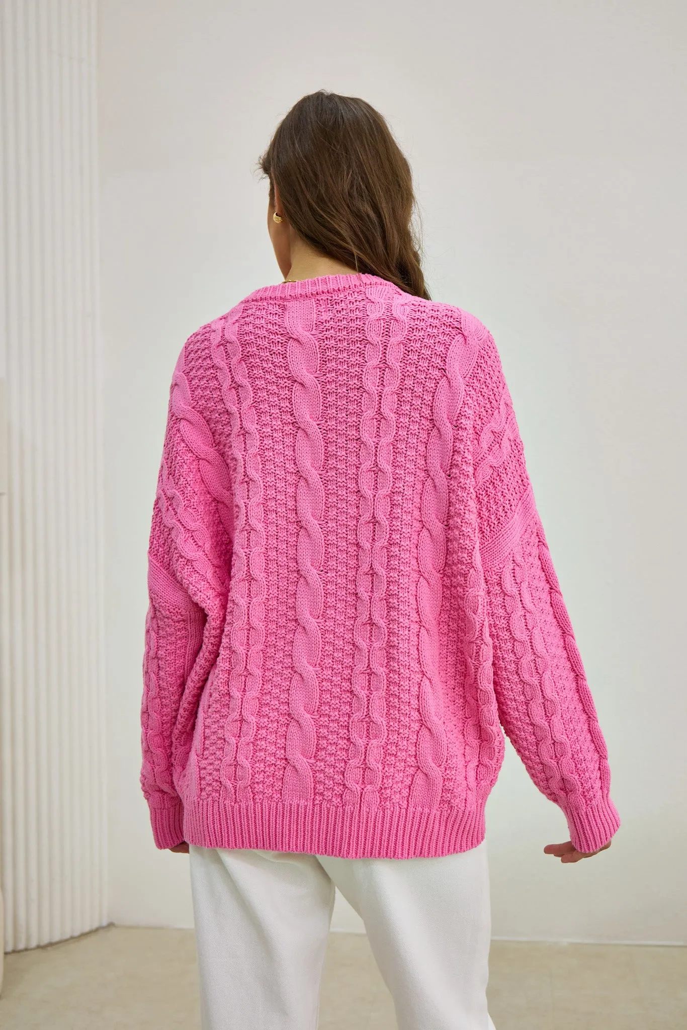 Faith Pink Cable Knit Sweater