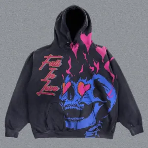 Fall In Love Skull Print Hoodie