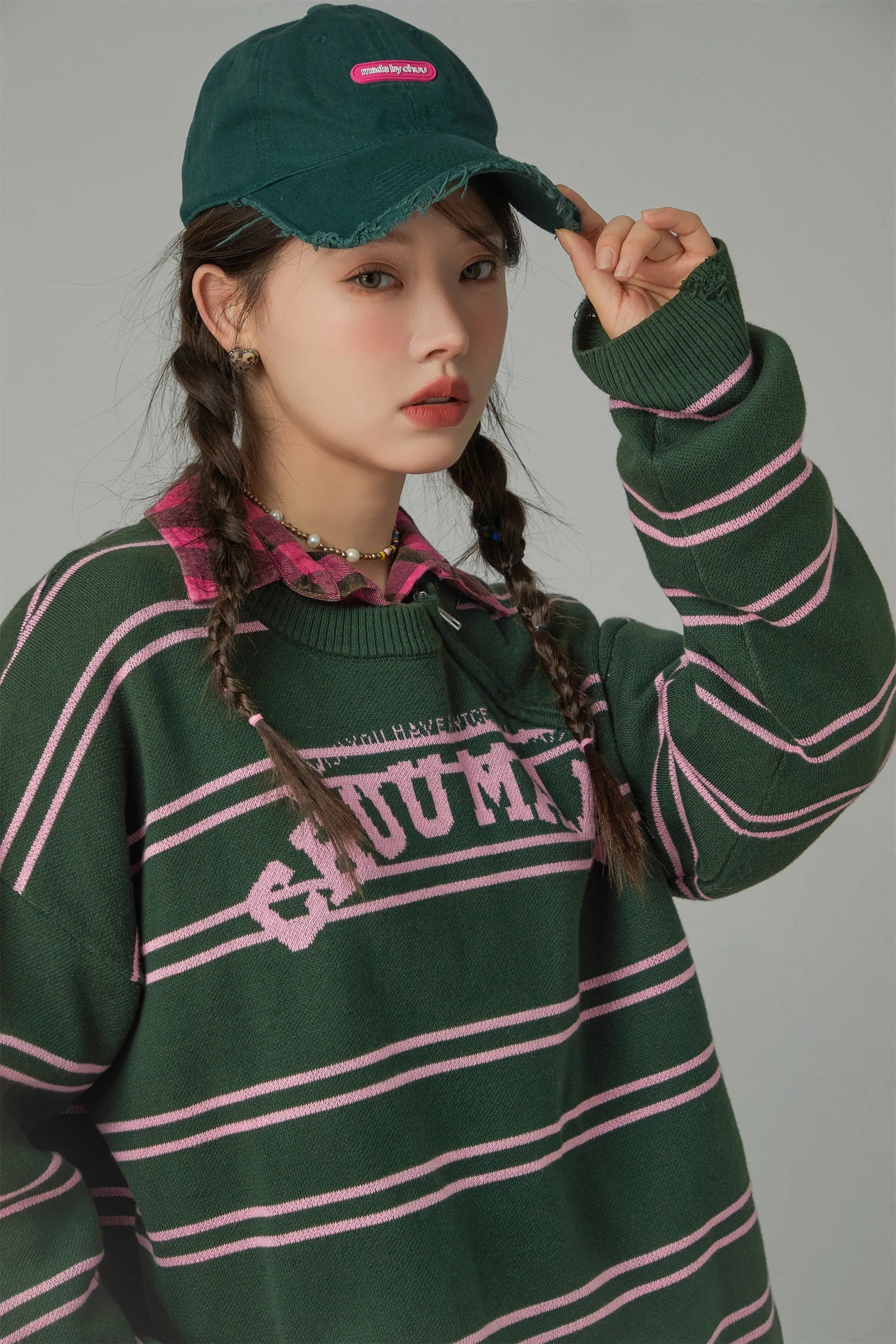 Feel The Vibes Stripe Color Overfit Knit Top