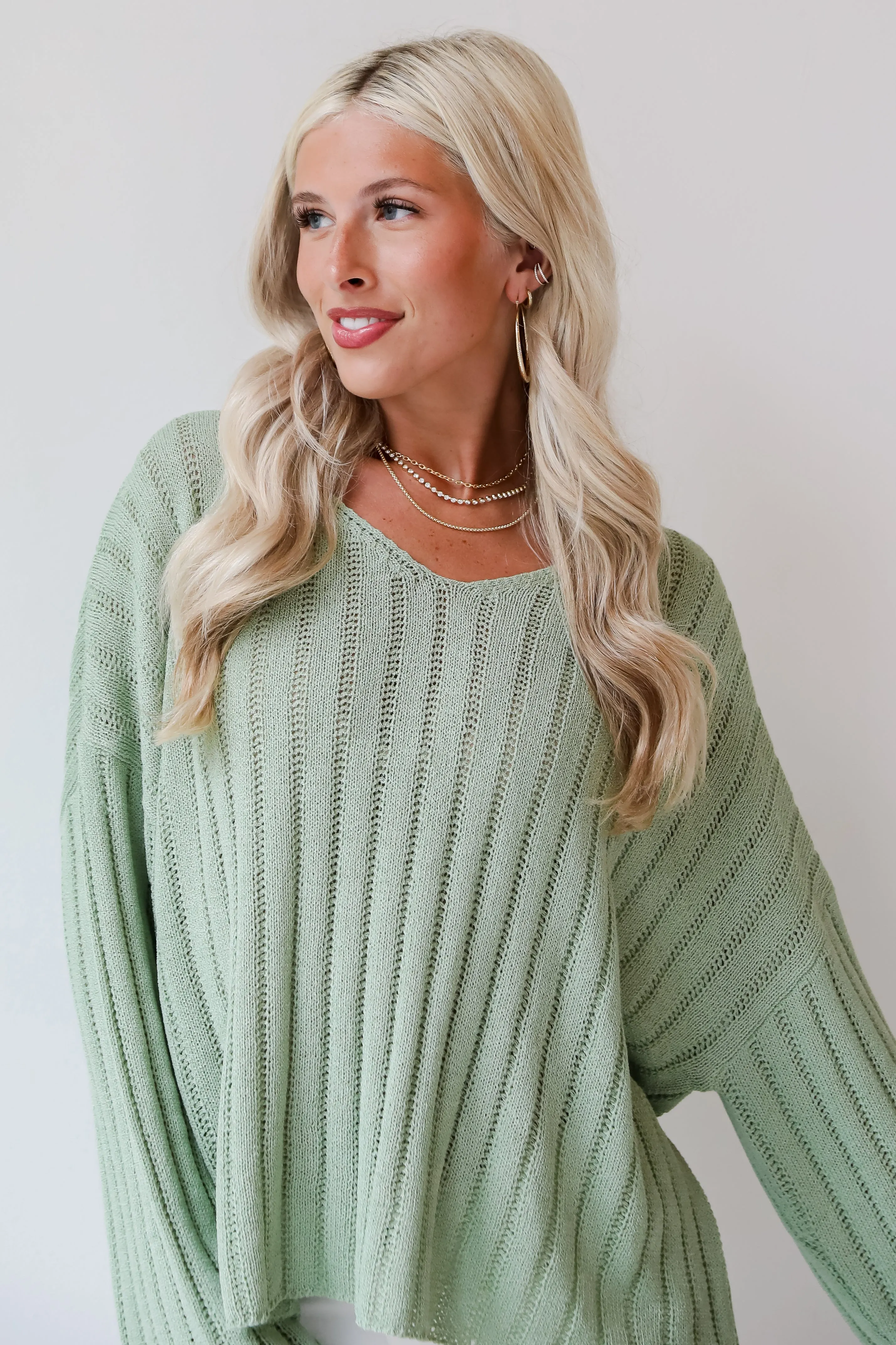 FINAL SALE - Casual Essence Sage Lightweight Knit Top