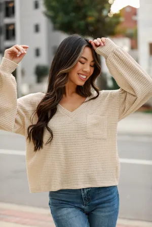 FINAL SALE - Fresh Take Oatmeal Waffle Knit Top - DOORBUSTER