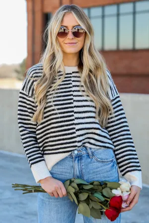 FINAL SALE - Warmest Intentions Cream Striped Sweater