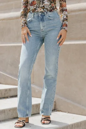 Free People Blue Xena Slim Straight Jeans - FINAL SALE