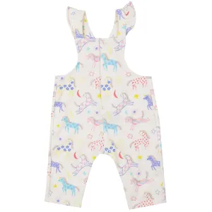 Front Pocket Ruffle Overall - Fun Unicorns