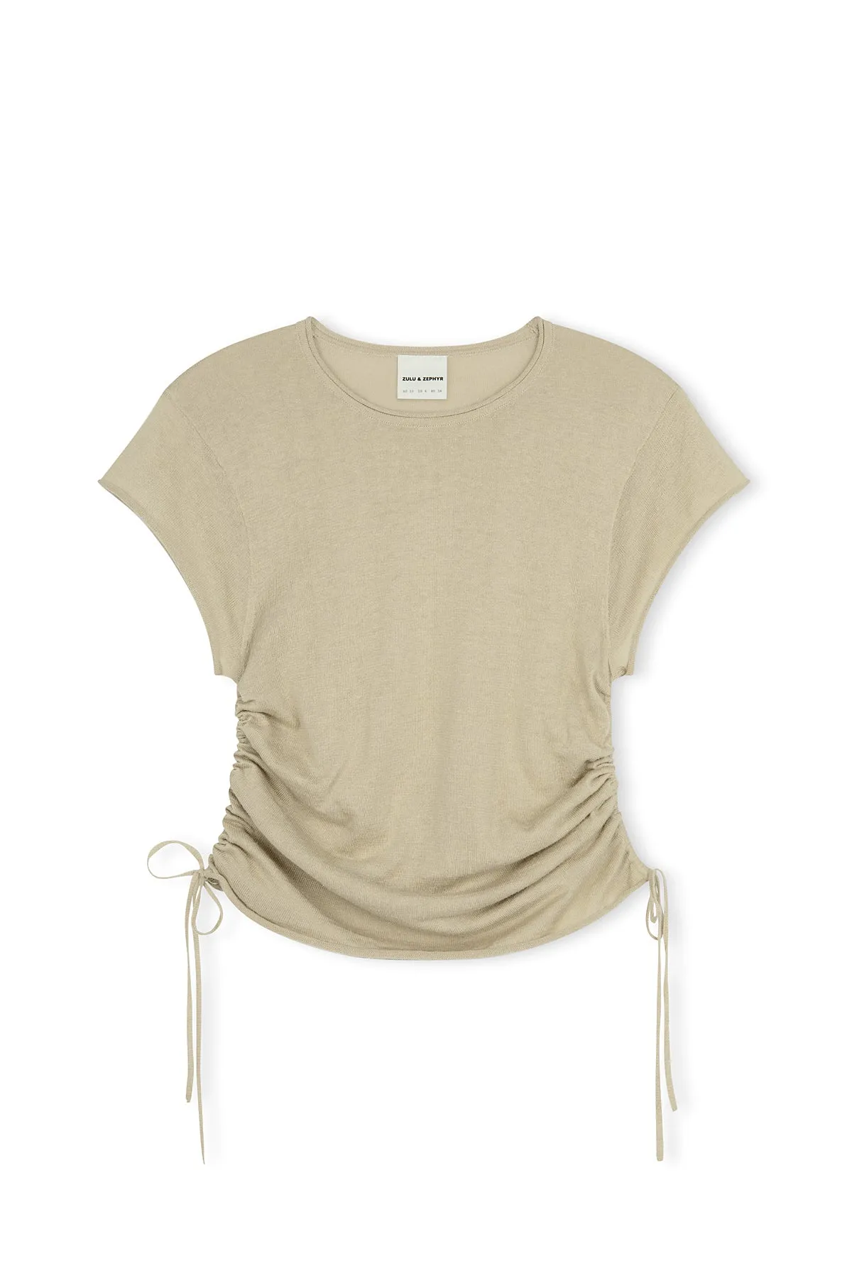 Gathered Knit T-Shirt - Natural