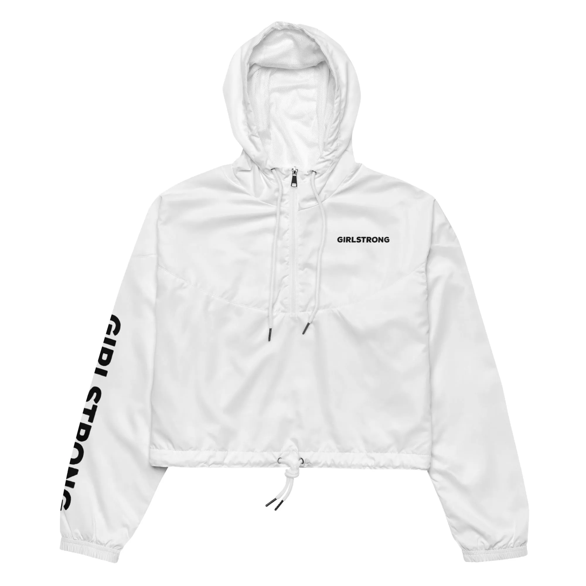 GIRLFRIEND PULLOVER CROP WINDBREAKER WHITE GIRLSTRONG