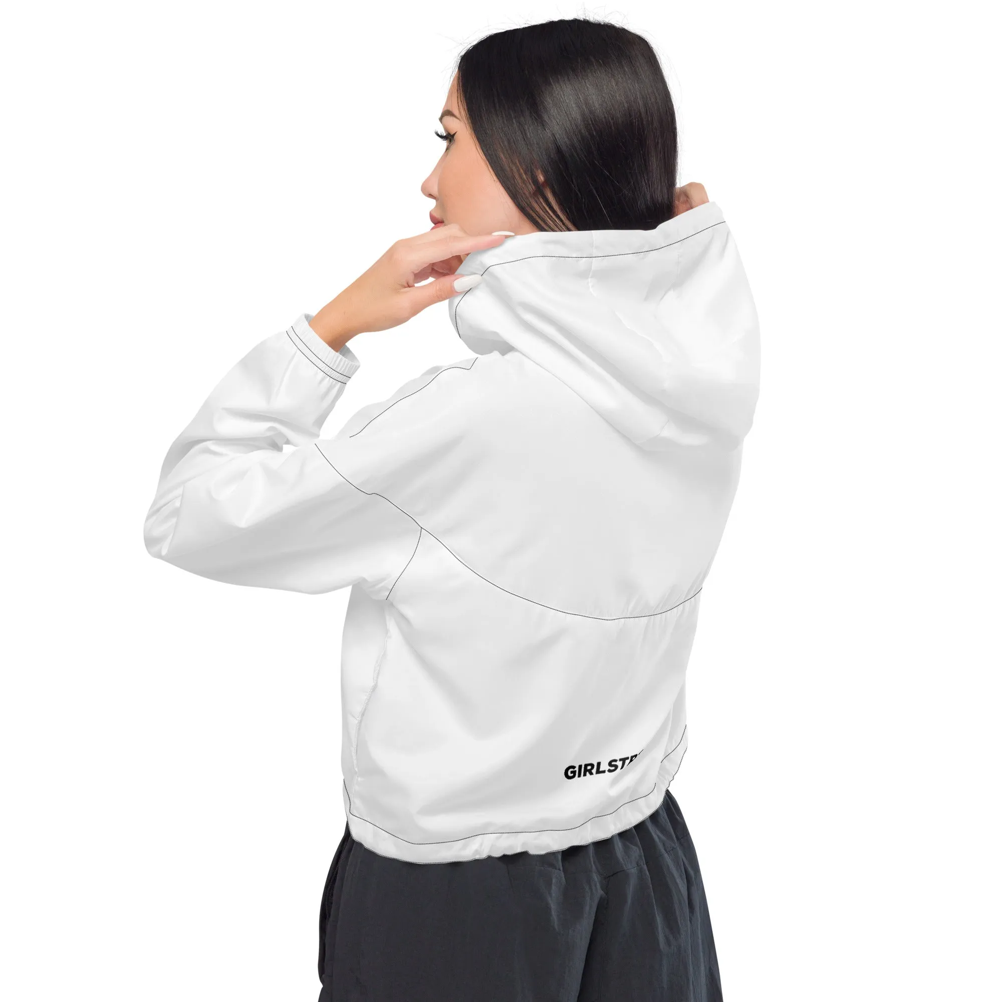 GIRLFRIEND PULLOVER CROP WINDBREAKER WHITE GIRLSTRONG