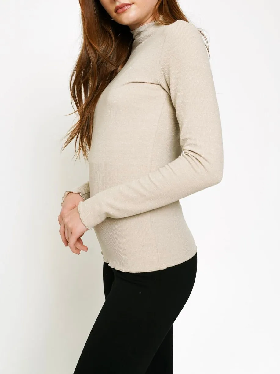 Glitter Mockneck - Almond FINAL SALE