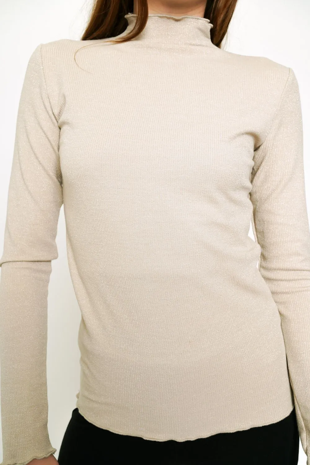 Glitter Mockneck - Almond FINAL SALE