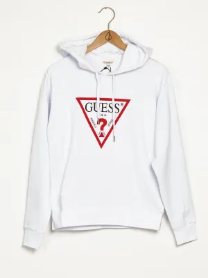 GUESS CLASSIC TRIANGLE LOGO LONG SLEEVE HOODIE  - CLEARANCE