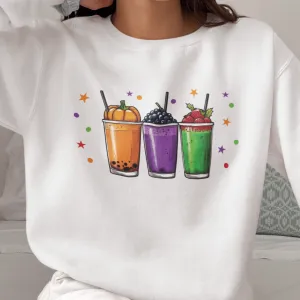 Halloween Drink Sweatshirt, Boba Drink Sweatshirt, Thanksgiving Sweatshirt, Christmas Gifts, Cute Fall Sweater, Hello Autumn Sweatshirt