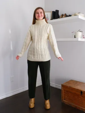 Handmade Cream Loose-Knit Turtleneck - M