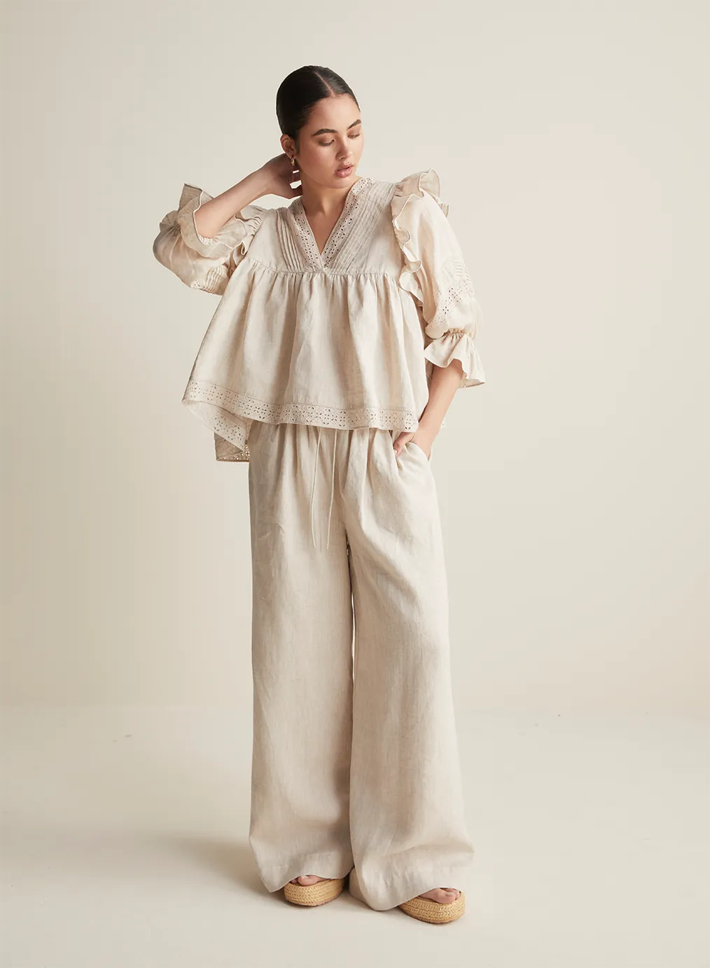 Hari Linen Ramie Smock Top | Flax