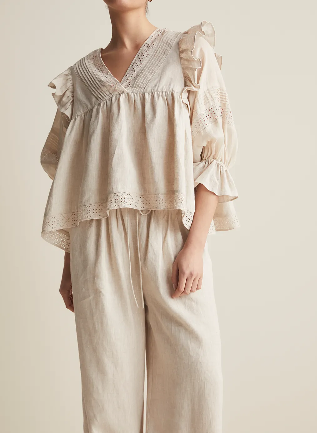 Hari Linen Ramie Smock Top | Flax