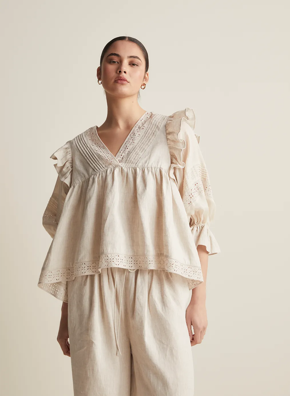 Hari Linen Ramie Smock Top | Flax