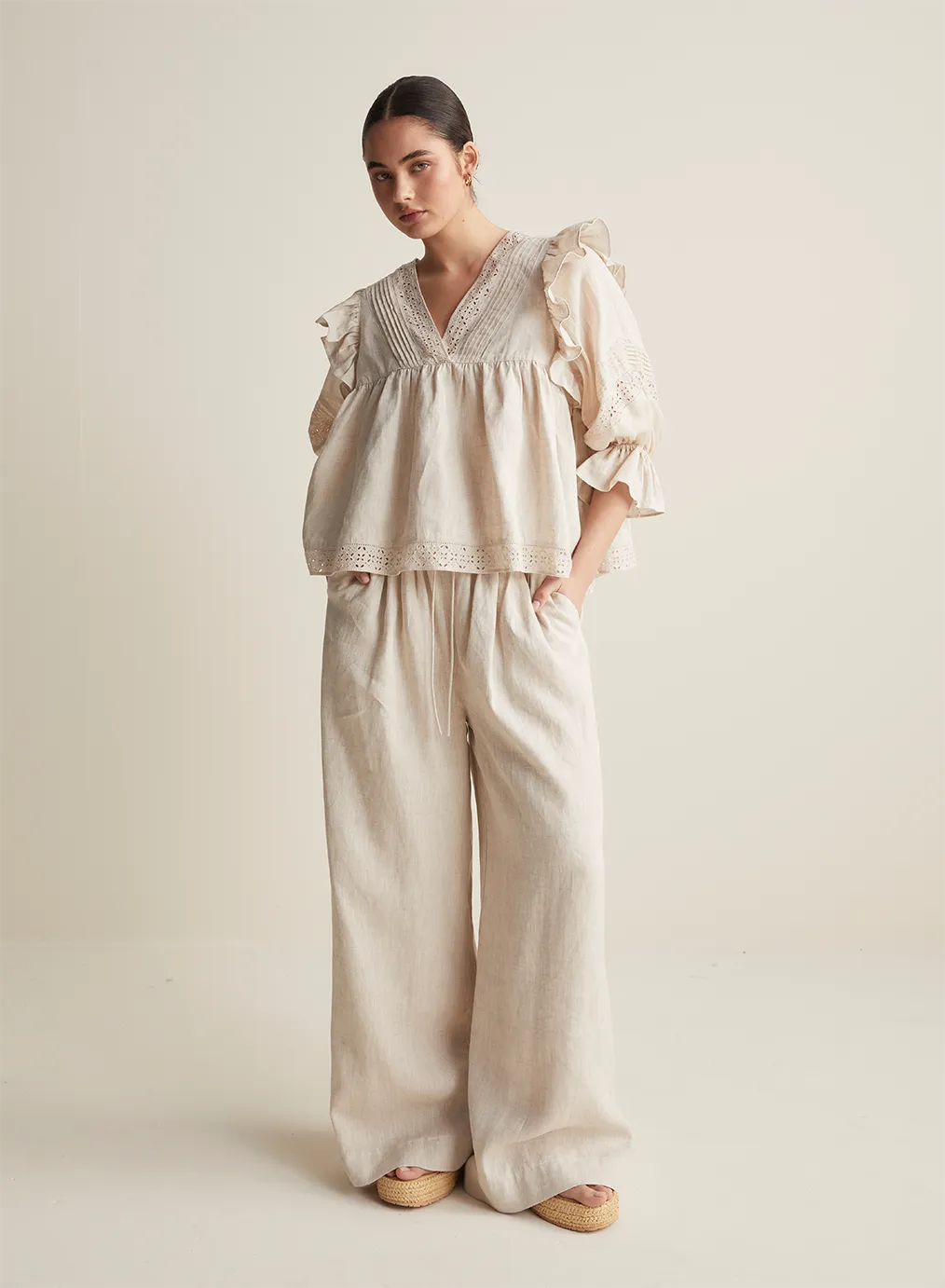 Hari Linen Ramie Smock Top | Flax