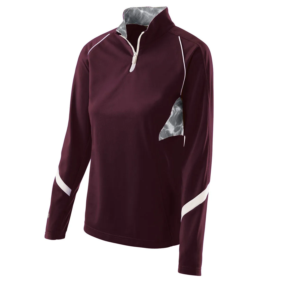 Holloway Women's Maroon/White Quarter Zip Tenacity Pullover