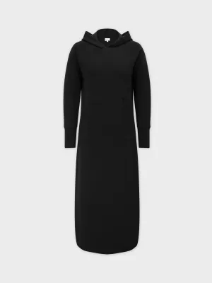 Hooded Sweatshirt Dress-Black