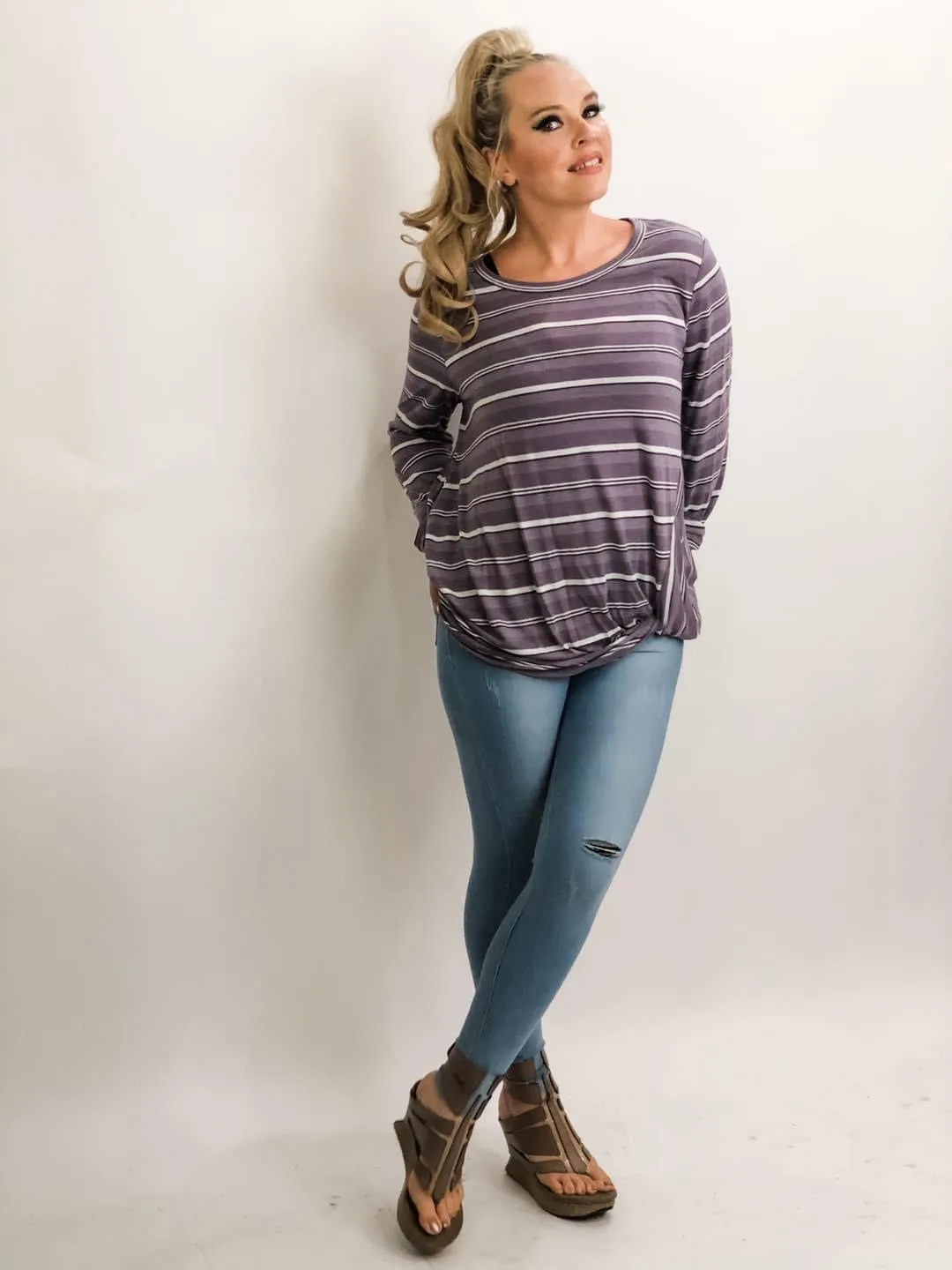 Horizontal Stripe Knit Top