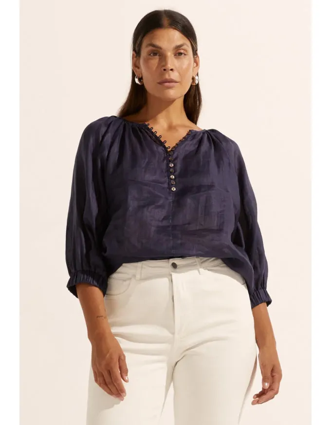 Imbue Top Indigo Ramie