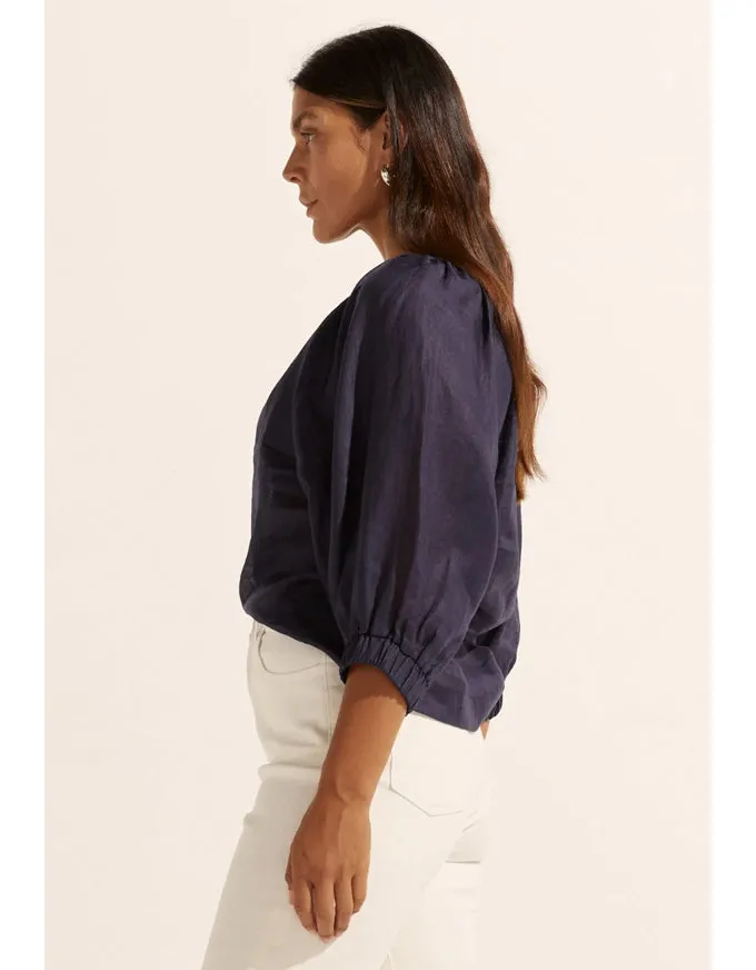 Imbue Top Indigo Ramie