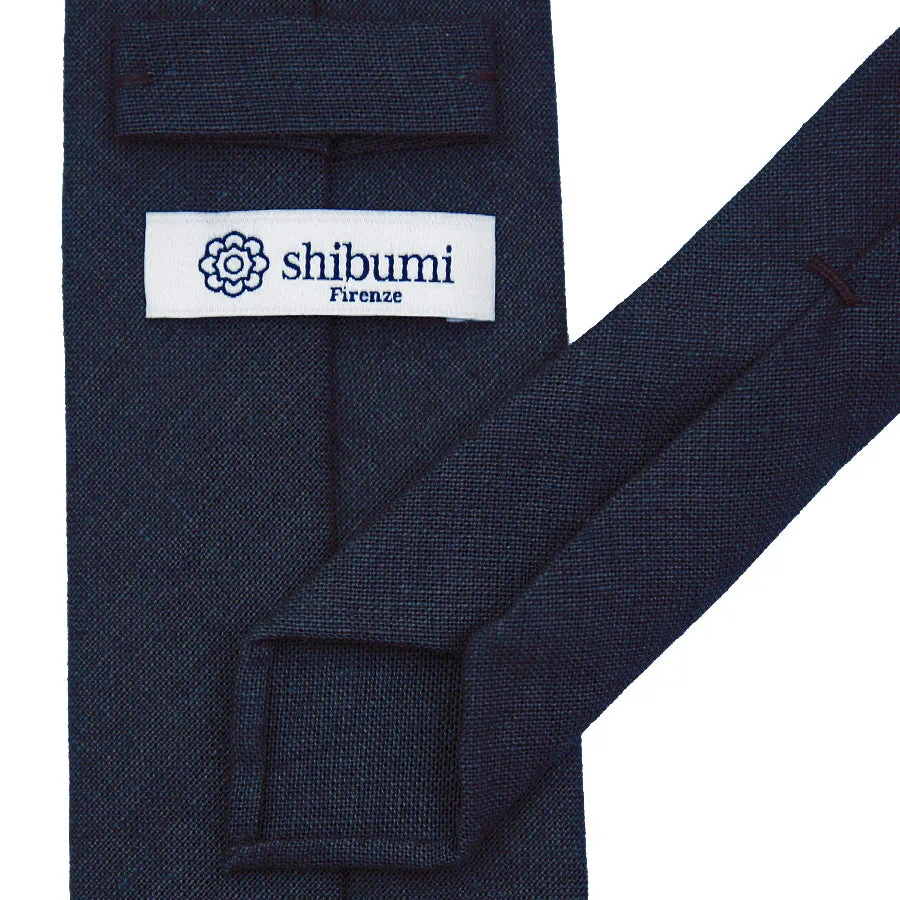 Japanese Ramie Tie - Navy - Hand-Rolled