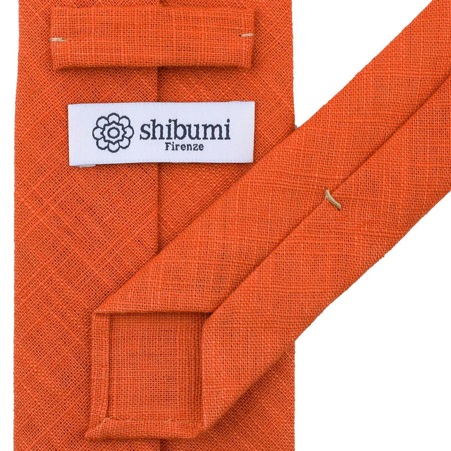 Japanese Ramie Tie - Orange - Hand-Rolled