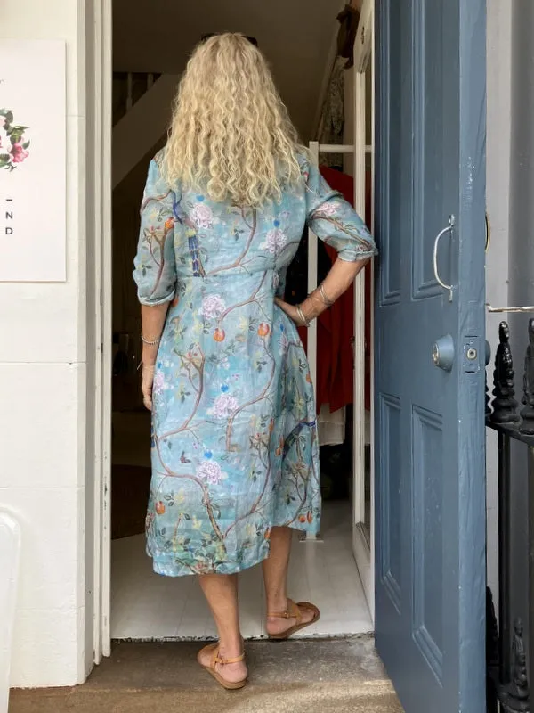 Jiva 50's Dress - Chinoiserie Print -  Ramie