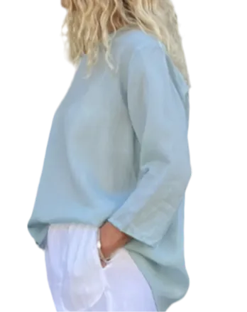 Jiva Maria Shirt - Aqua - Ramie