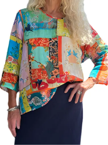 Jiva Maria Shirt - Patchwork Print - Ramie