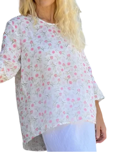 Jiva Maria Shirt - Pretty Roses Print - Ramie