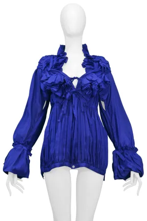 JUNYA WATANABE 2007 BLUE RUFFLE LINEN TOP