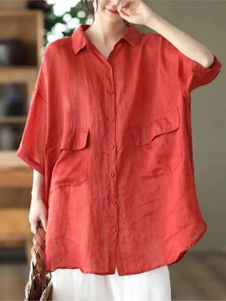 Kemie Oversized Short Sleeve Blouse